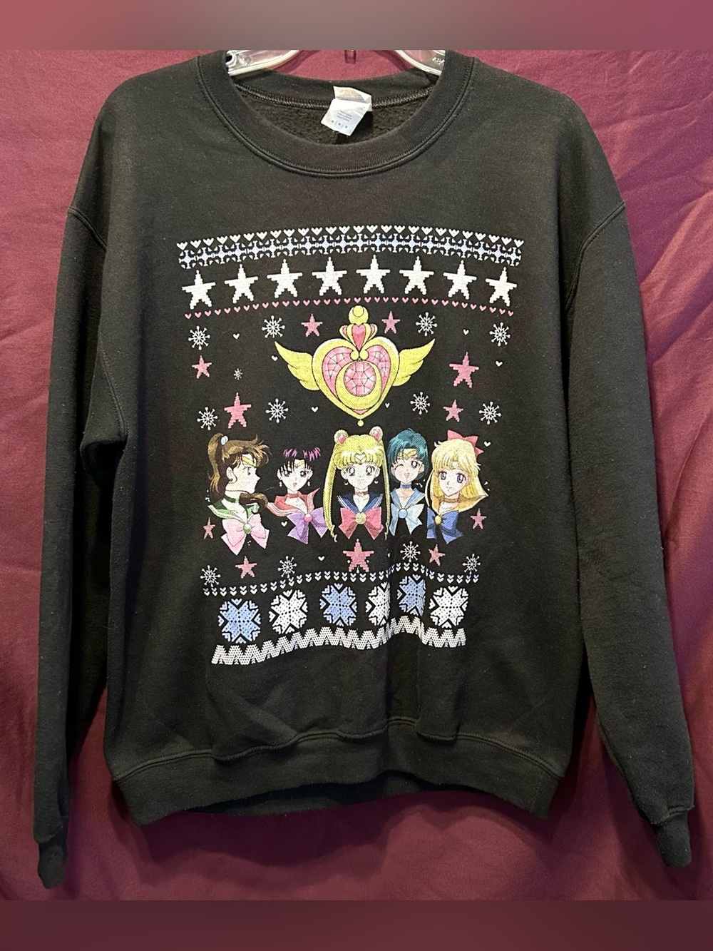 Gildan Black Crewneck with Sailor Moon Character Graphic